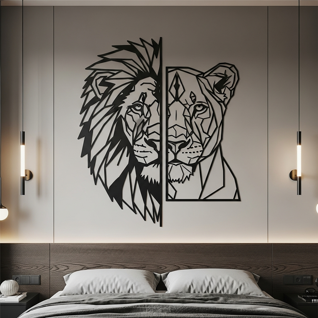 Quadro Leão e Leoa